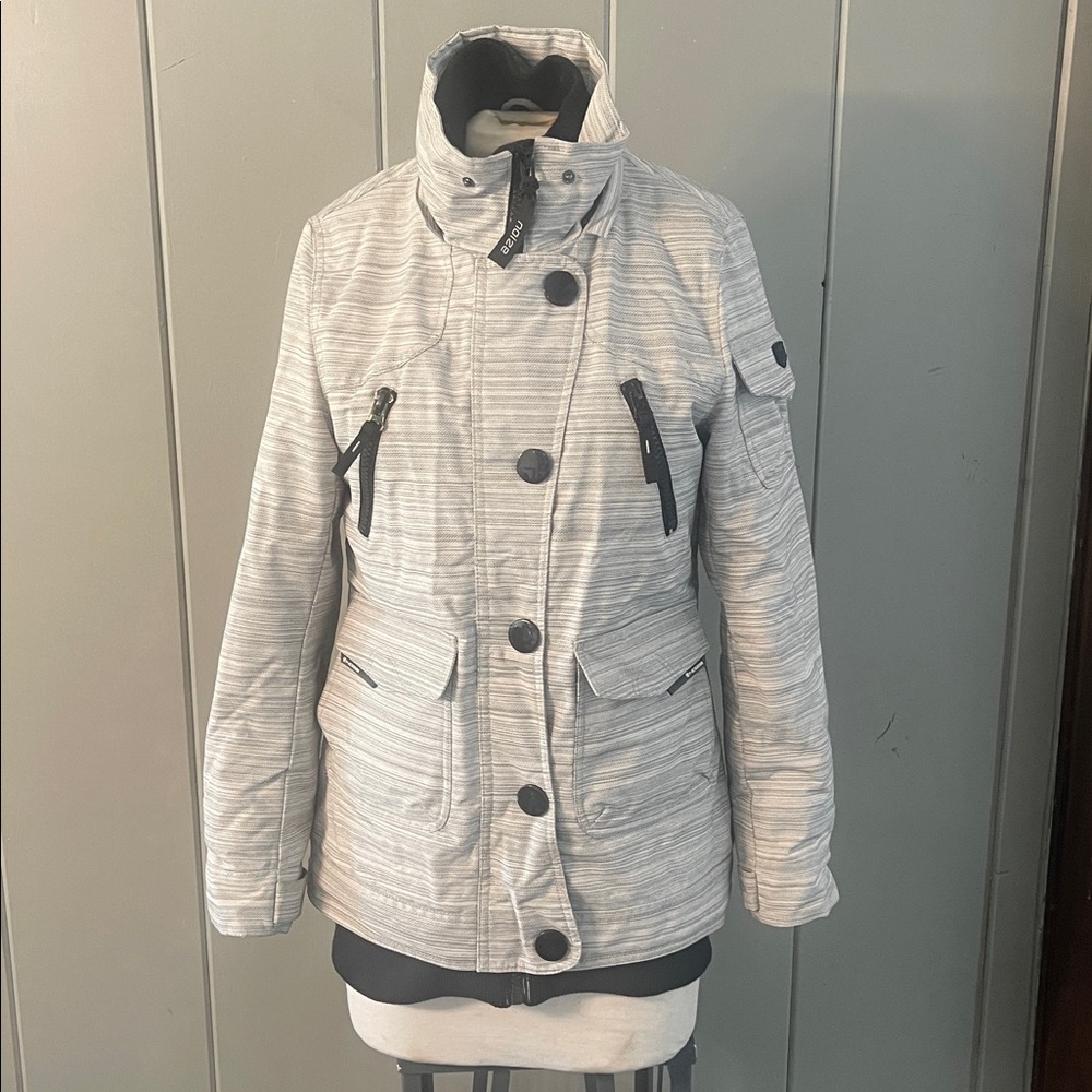 NOIZE Weather Guard Ski Jacket Gray White Winter   Coat Activewear